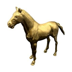 Vintage Patinated Horse Brass Statue